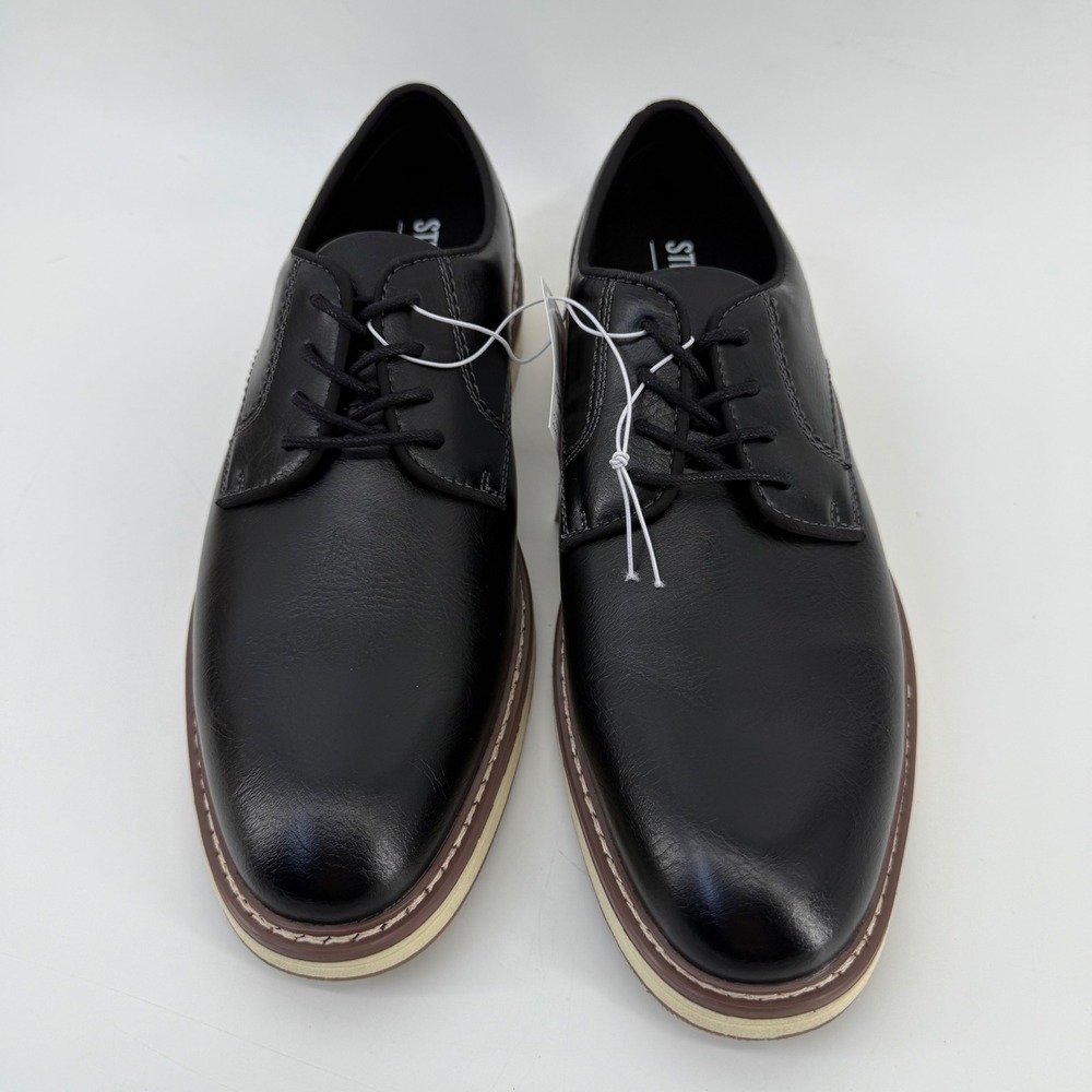 NEW Steve Madden P-Jansen 1849688 Men's Black Leather Lace Up Dress Shoes sz10.5 - Picture 4 of 6